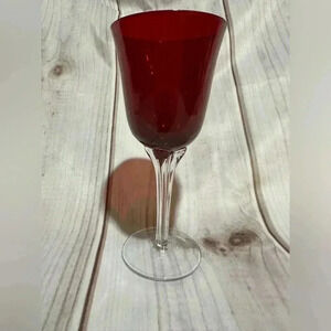Wine Glasses Red With Clear Stem 7 Inches